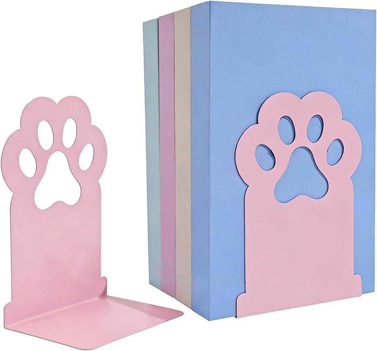 Metalen Boekensteunen Kattenpoot - Roze - 9 x 12 x 9 cm