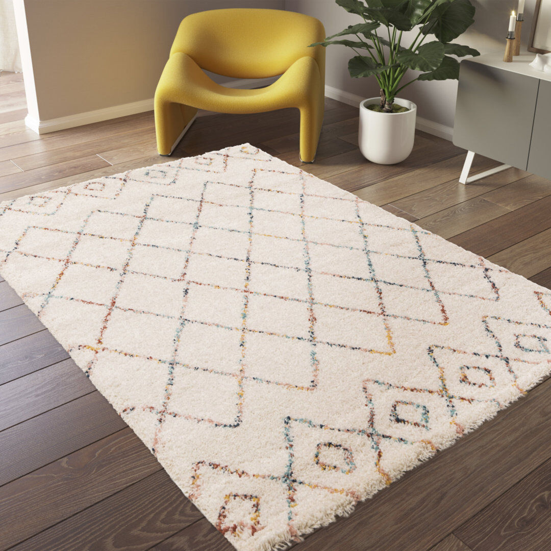 Gracie Oaks Aeriana Rectangle Moroccan Shag Cream Rectangle 160 x 230cm