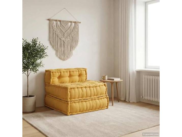 HNSMFPRE Modulares Sofa, Gelb, 70 x 70 x 54 cm, Baumwollstoff Schaumstoffpolsterung, bequemer Sitz, modulares Design, ideal für Wohnzimmer oder Veranda