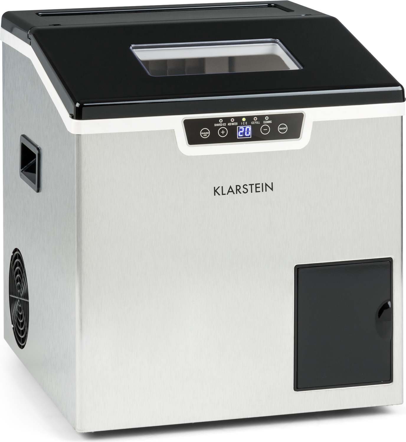Klarstein Eiswürfelmaschine Klein, 3L Eiswürfelbereiter, Eiswürfelmaschine für 20kg Crushed Eis & Eiswürfel, Mini-Eiswürfelmaschine, Mittelgroße Eiswürfel, Eiswürfelbereiter Selbstreinigend
