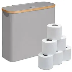 Relaxdays Toilettenpapier Aufbewahrung 12 Rollen Grau,Hellbraun
