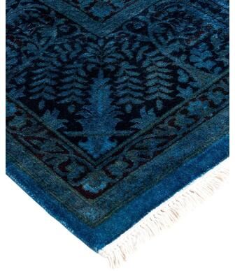 Overton "Fine Vibrance, One-of-a-Kind Hand-Knotted Area Rug - Blue, 6' 2"" x 10' 5"" - 6' 2"" x 10' 5"""