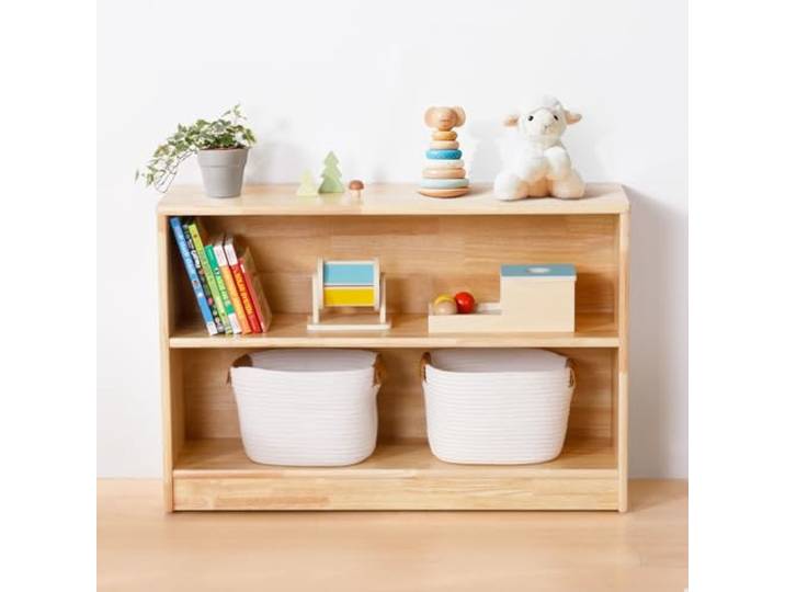 OOOK Gummiholz Spielzeugschrank, Spielzeug Kinderregal, 90 x 30 x 60 cm Kinderfreundliche Sichere Höhe, Mühelose Montage, Kinder Bücherregal für Kinderzimmer, Klassenzimmer und Kindertagesstätten