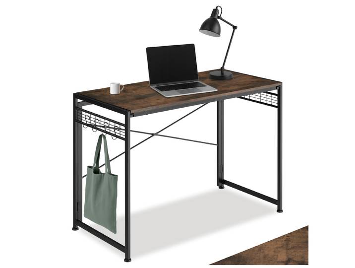 Bureau Paterson inklapbaar 102x51x77cm - Industrieel hout donker, rustiek