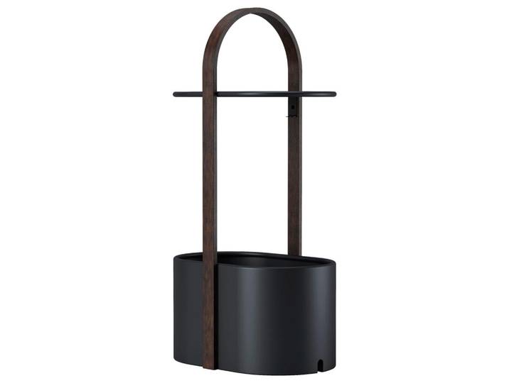 Umbra Beistelltisch, Schwarz, Walnuss, Holz, Metall, Eukalyptusholz, rund, 24.1x68.9x35.3 cm, Wohnzimmer, Wohnzimmertische, Beistelltische, Beistelltische Metall