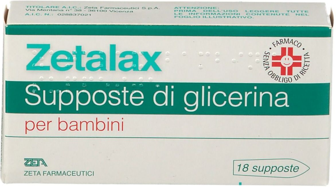 ZETA FARMACEUTICI SpA Zetalax Supposte di Glicerina 1375 mg per Bambini, 18 Supposte