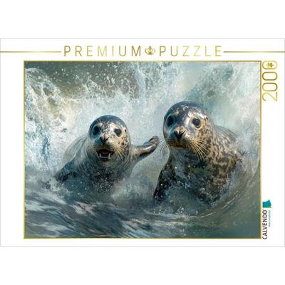 CALVENDO Puzzle Seehunde im Meer | 2000 Teile Lege-Größe 90x67cm Foto-Puzzle für glückliche Stunden, von , Calvendo Puzzle