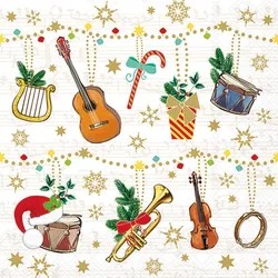 Ambiente 20 Servietten Papier 33x33cm 3-lag - hochwertige Einweg Papierservietten mit Musikinstrumenten Motiv Weihnachtsservietten Tischdeko Musik Weihnachten