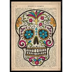 POSTER Skull Mexicana-Farben. A4 Rahmenlos