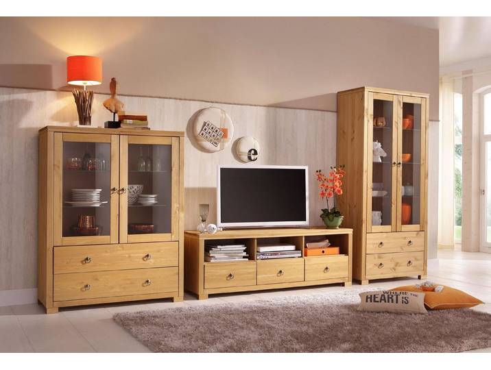 OTTO home Wohnwand Gotland, (Set, 3-St), bestehend aus 1 Highboard, 1 TV-Lowboard und 1 Vitrine