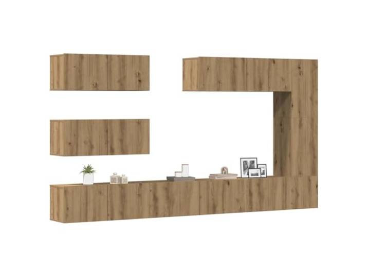 GKMBCVDFR 7-TLG. TV-Schrank-Set Wandmontage Artisan-Eiche Holzwerkstoff Wandmontage spart Platz, robuste Oberplatte, viel Stauraum, langlebiger Holzwerkstoff, trendiges Design