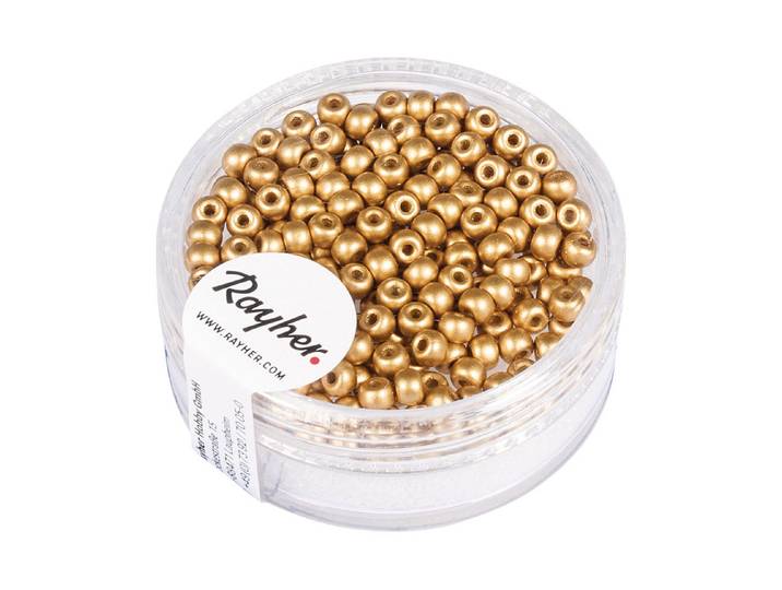 Rayher Rocailles Gold Matt 3 mm 200 Stück