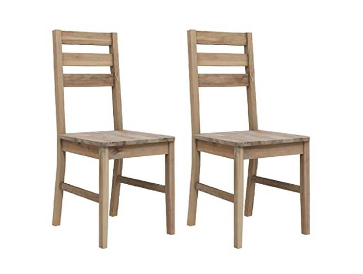 POUFGDR Essstühle, 2 Stück, Akazienholz, robust Massives Akazienholz, gebürstete Oberfläche, einfach zu montieren, Küche und Esszimmer, robust und stabil