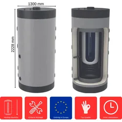 Kombi-Pufferspeicher 1500 L KTT-1-1500 Standspeicher Tank in Tank Pufferspeicher
