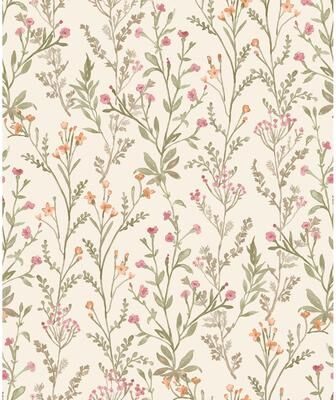 Chesapeake Laverne Green Wildflowers Wallpaper