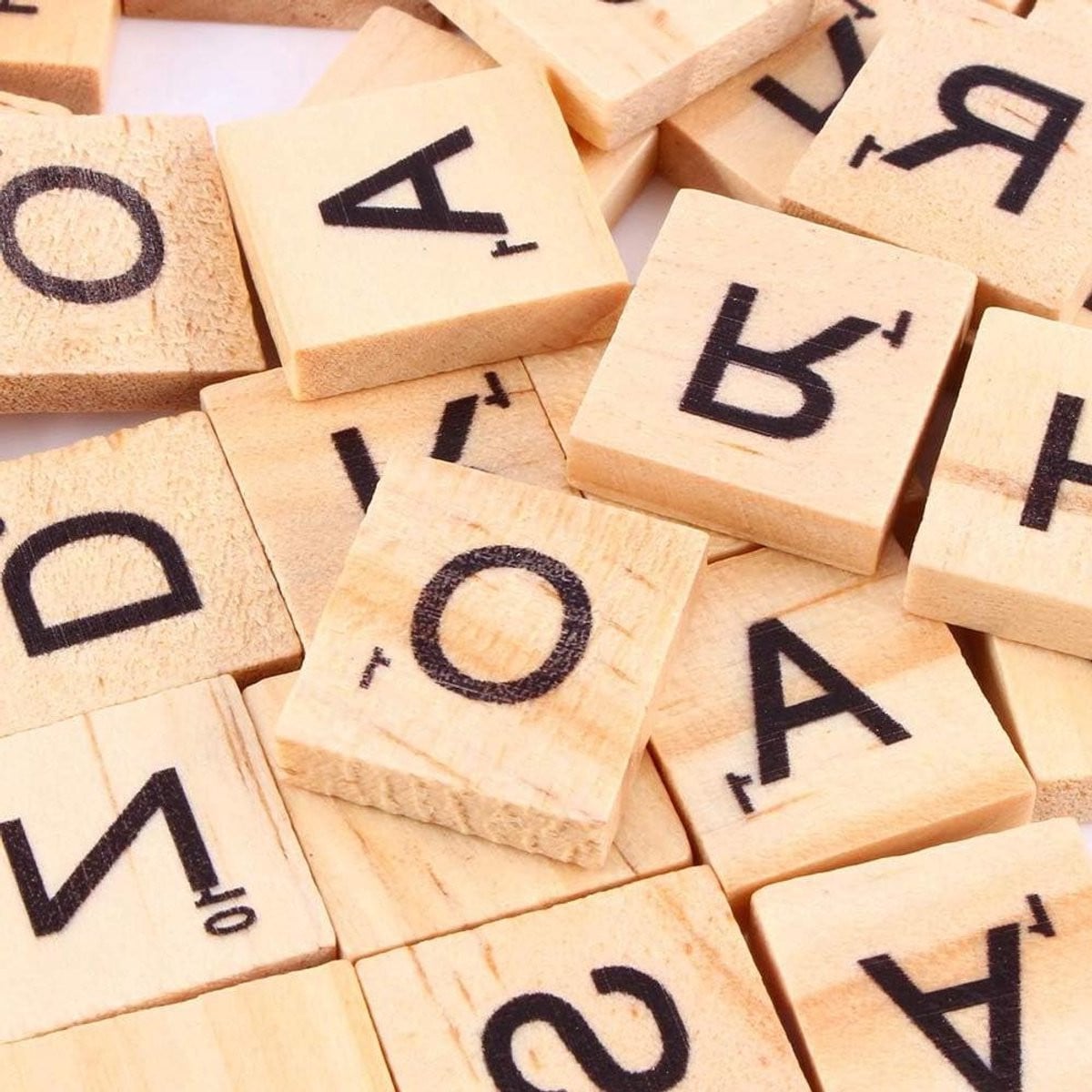 Alfabet Houten Tegels - 100 stuks letterblokjes voor hobby en knutselen - Houtkleur