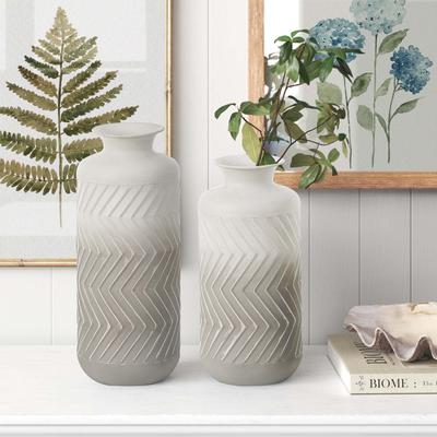 LuxenHome Grey and White Metal Bottle Vases (Set of 2)