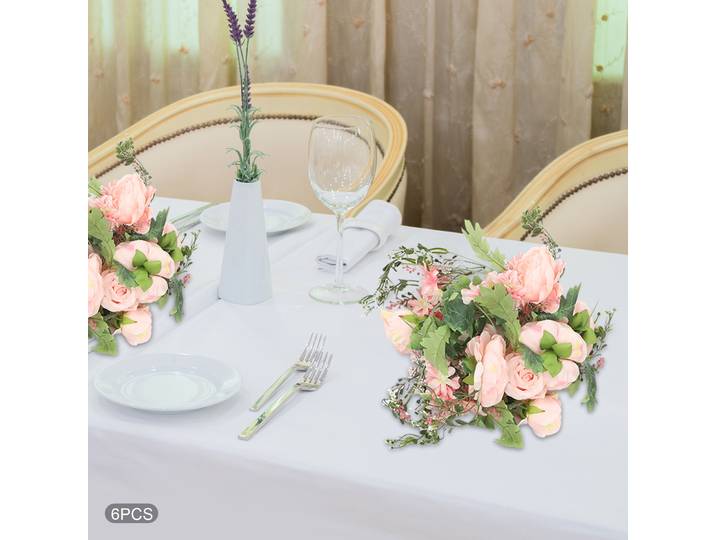 Guirlande de fleurs artificielles en soie, 6 pièces, Roses roses de 18m, décoration intérieure et extérieure pour mariage, noël, décoration de fête à domicile