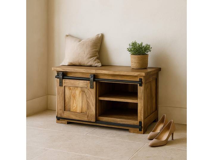 Banc coffre en bois massif - Paris