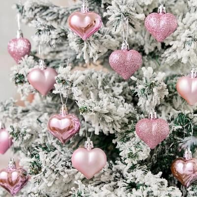 Youfap Market Heart Pendant, Valentine Day Heart Ball Decorations, Hanging Ornament For Christmas Tree pink