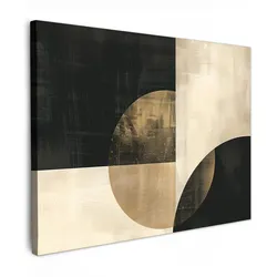 LEINWANDBILD Abstrakt - Geometrische Formen - Schwarz - Gold Wandbild 40x30 cm