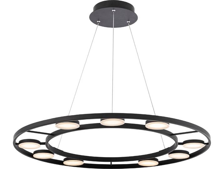 Suspension LED noire\, Ring Design\, H 150 cm