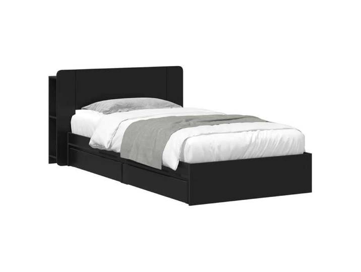 Lit coffre - Cadre de lit simple avec rangement - - noir - bois d'ingénierie - 75 x 190 cm 2133268
