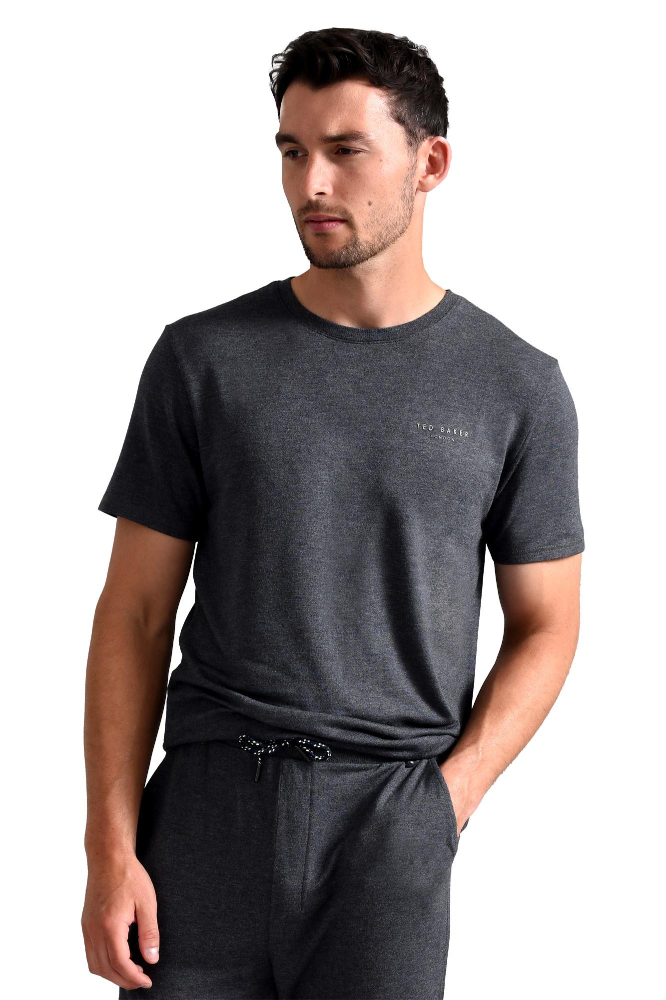 Ted Baker Kurzärmeliges Pyjamaoberteil | Luxuriöses Baumwoll-Loungewear T-Shirt für den Sommer - Anthrazit