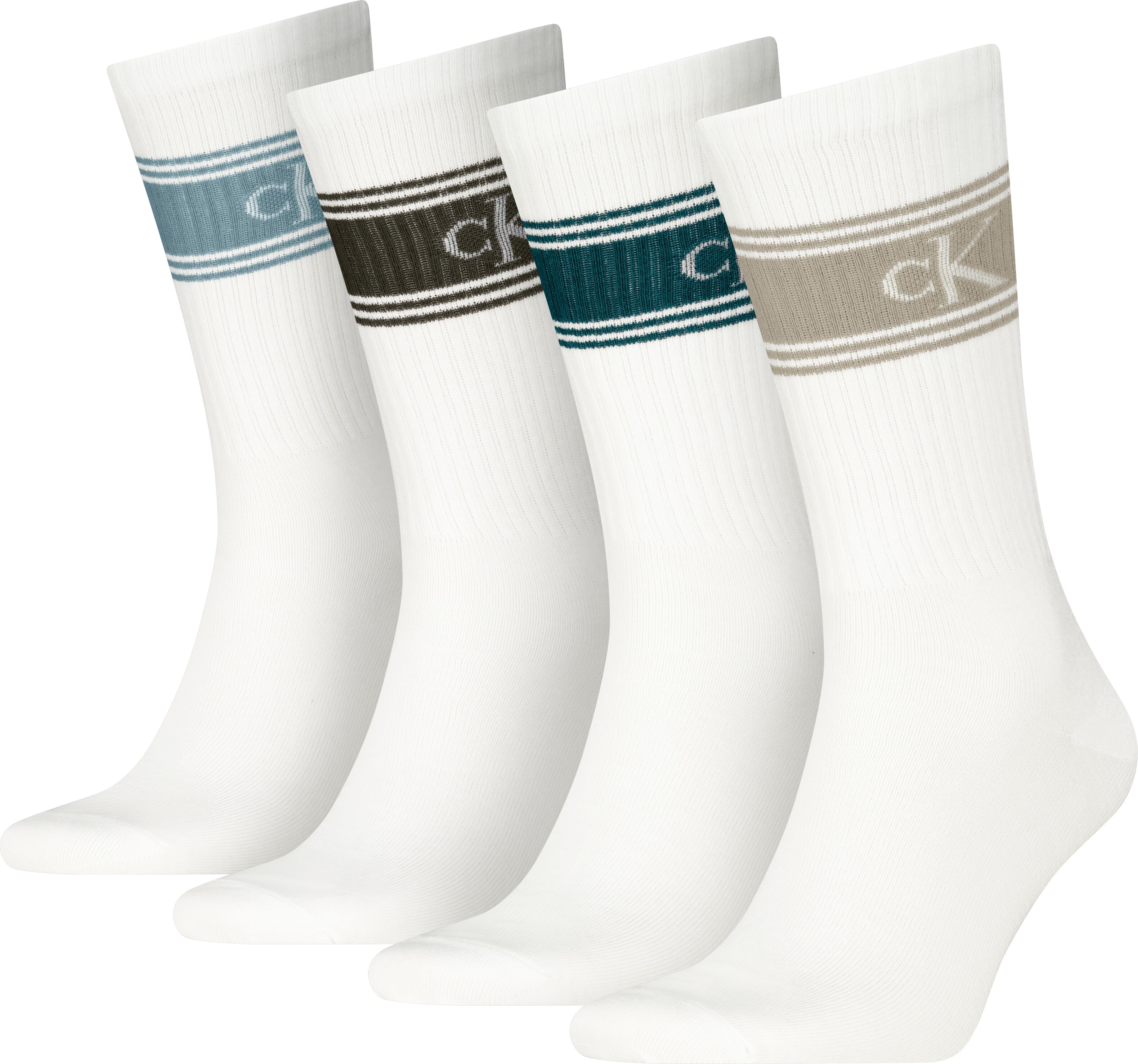 Socken CALVIN KLEIN, Herren, Gr. Sockengrösse, weiss (multicolor), Obermaterial: 63% Baumwolle, 33% Polyamid, 4% Elasthan, Socken Socken multicolor Sockengrösse