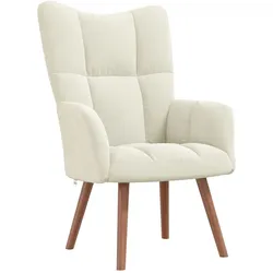 Décoshop26 - Moderner Lounge-Sessel/Sofa in cremefarbenem Samt DEC026635 DEC026635