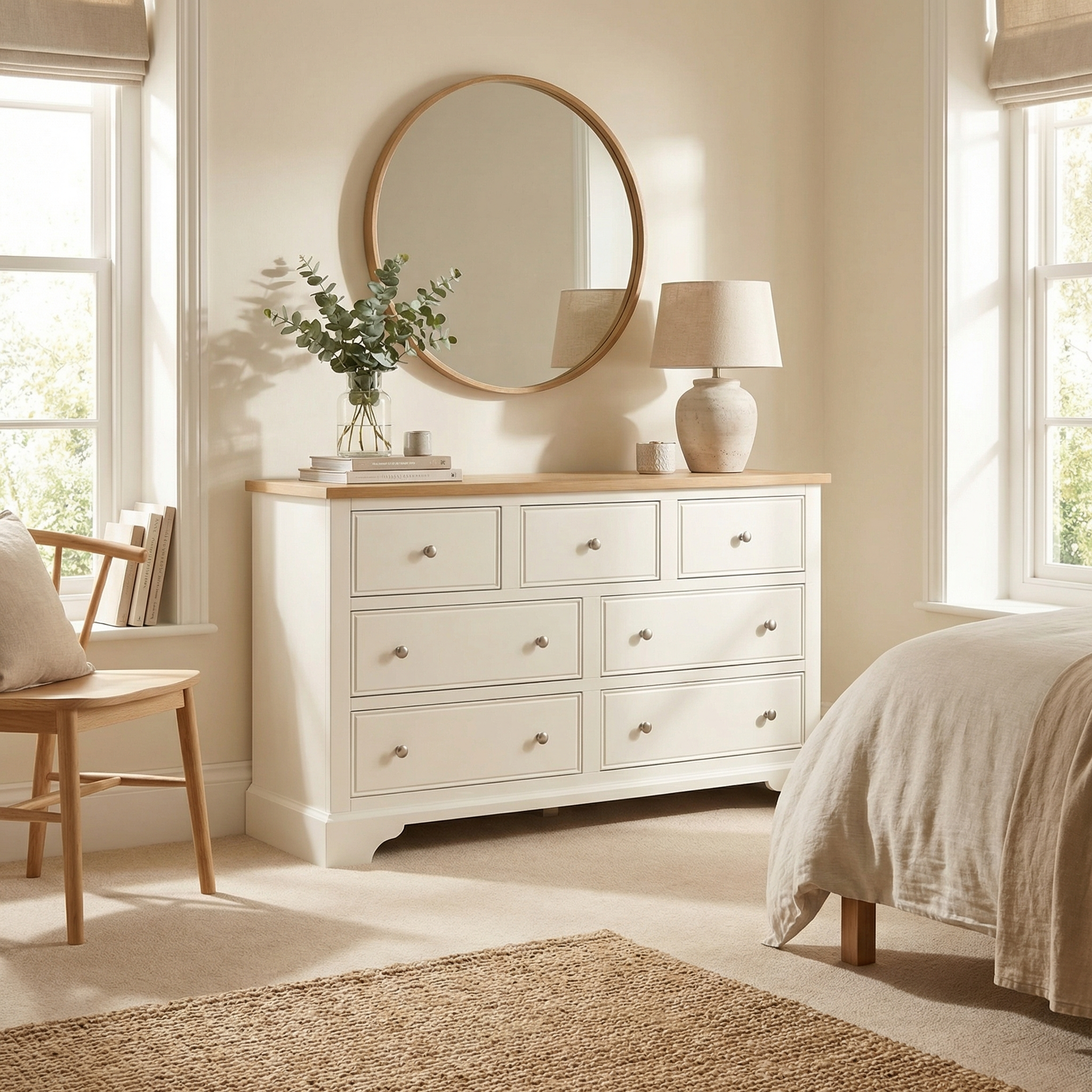 Harbour Lifestyle Amberley 3 Over 4 Chest of Drawers in Warm White