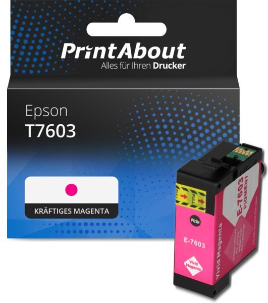 PrintAbout Druckerpatrone kompatibel mit Epson T7603 - Kräftiges Magenta