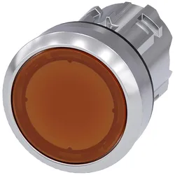 Siemens 3SU1051-0AB00-0AA0 Drucktaster, beleuchtet, 22mm, rund, Metall, hochglanz, amber, Druckknopf 3SU10510AB000AA0