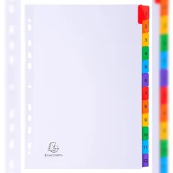 Exacompta 1112E 20x Register numerisch bedruckt, weißer Karton 160g/qm, 12 Taben, 1-12, DIN A4 - Weiß