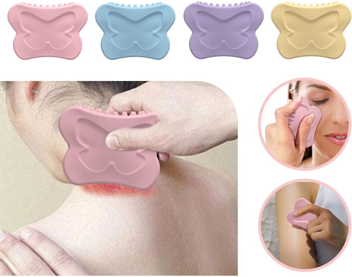 INF Silikon Gua Sha Massageboard – Multifunktionaler Gesichts- und Körper-Schaber für Kieferlinien-Sculpting, Nacken- und Blau