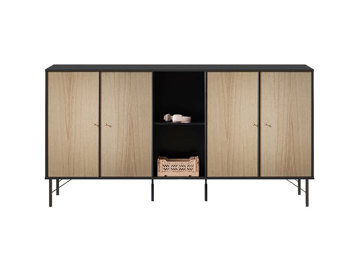 Sideboard Mister Schwarz, Natur Holzwerkstoff Eiche Nachbildung B 170 H 89 cm - Sideboard