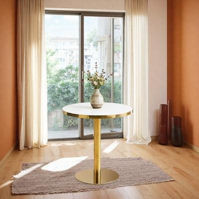 ZWYO HOSIMU "Modern Round Pedestal Dining Table, 31.5"" Small Kitchen Bistro Table with Golden Pedestal Base"