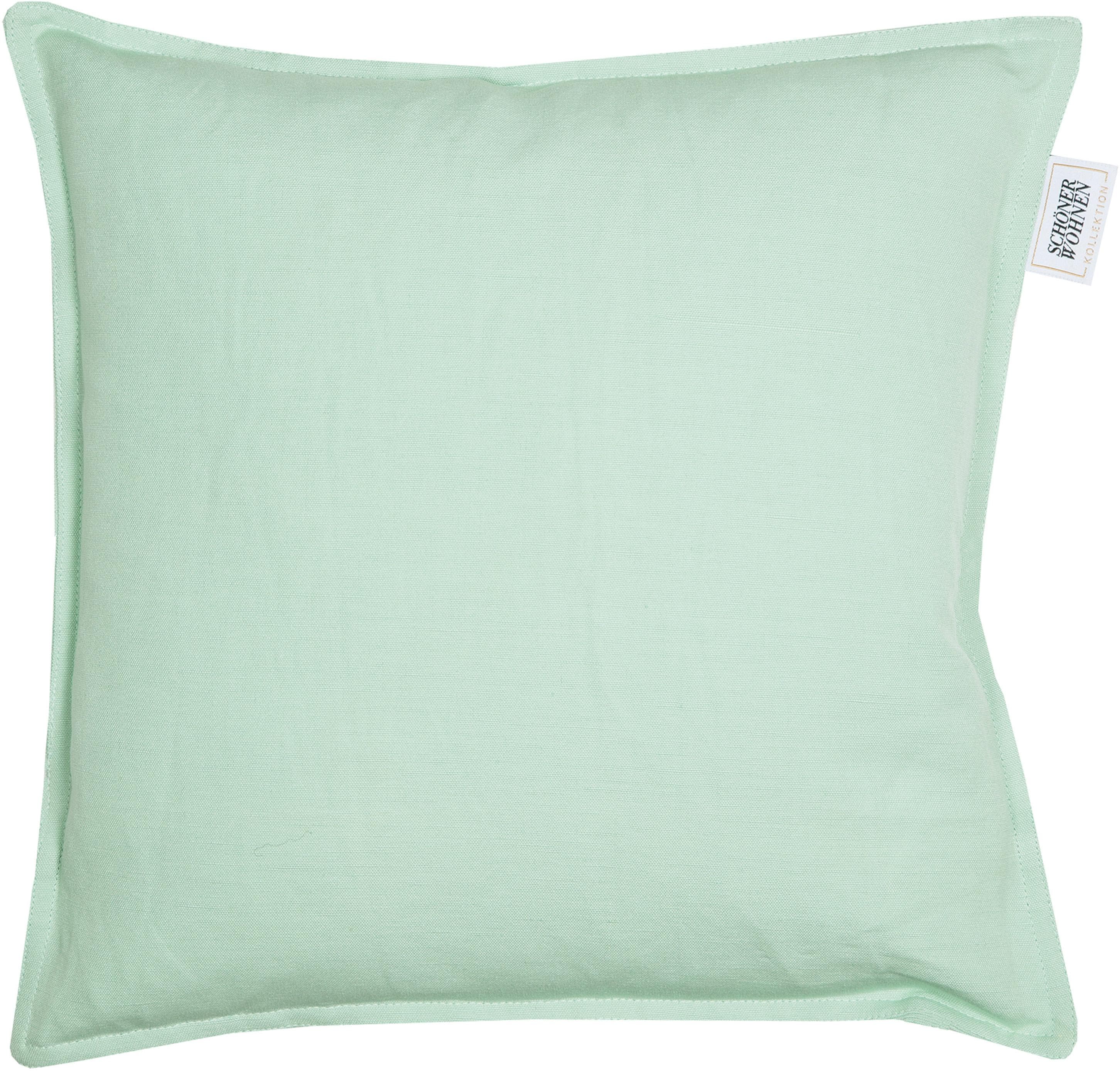 Dekokissen "Lino", grün (mint, unifarben), B:38cm L:38cm, Baumwolle, Leinen, SCHÖNER WOHNEN-KOLLEKTION, Dekokissen_Sitzkissen_Kissenhüllen, Dekokissen, aus hochwertigem, natürlichem Materialmix mint, unifarben B/L: 38cm x 38cm, 1 Stk.