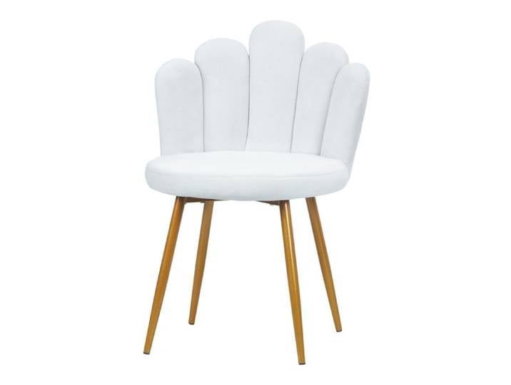 Fauteuil Coquillage Fauteuil Confortable avec Pieds Métal Chaise Relax pour Salon et Chambre Blanc Tissu en velours 50x50x80cm