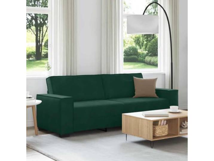HEFZGDB 3-Sitzer-Sofa Dunkelgrün 180 cm Samt Stoff Polster Wohnzimmer Couch mit Breiten Armlehnen, Robustes Holz Metall Gestell, Dick Gepolsterte Sitzfläche für Entspannung Fernsehen
