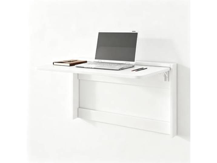 CLLXDZ Wandklapptisch, Massivholz Klapptisch Wandmontage für Wohnung Küche Wand Klapptisch 40kg Tragfähigkeit, Klappfunktion, Abgerundete Kanten, für Lernen, Essen Home‑Office(White,84cm/33in)
