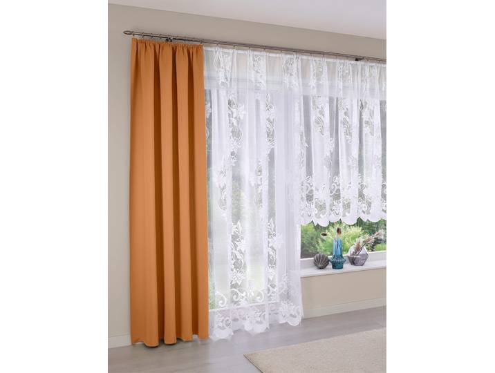 Gardine Gr. 2, weiß, B:375cm H:225cm, Polyester, Gardinen, Gardine