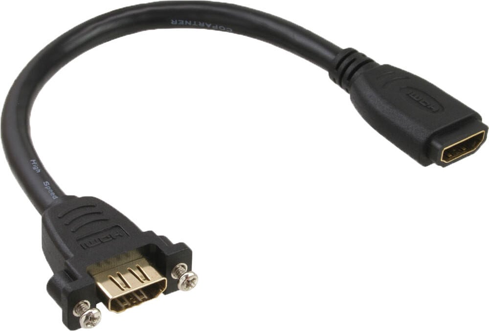 InLine 17600R HDMI-adapterkabel voor inbouw, HDMI A-connector (mannelijk/vrouwelijk), vergulde contacten, 4K2K, 0,2 meter