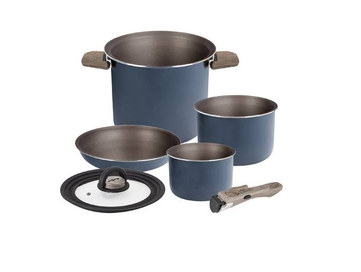 BRUNNER Topf-Set BRUNNER Camping Topfset TORRALTA Vacublock Leicht, Stapelbar, Alu, (5-tlg)