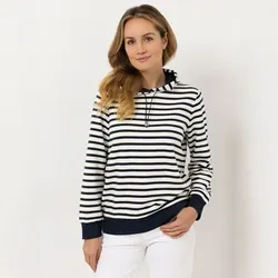 STRANDFEIN Sweatshirt mit Kapuze Rippbundabschlüsse figurumspielend
