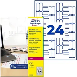 Avery Zweckform 480 Etiketten zur Kabelbeschriftung - 60x40 mm »L7950-20« weiß