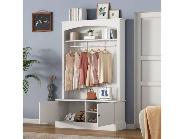 Meuble dentre avec banc chaussures sparateurs rglables porte-manteau espace de rangement