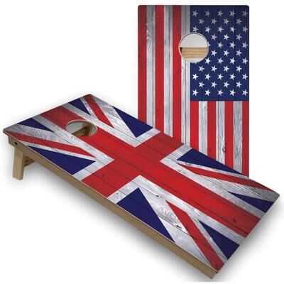 Skip's Garage UK & USA Flag Cornhole Board Set