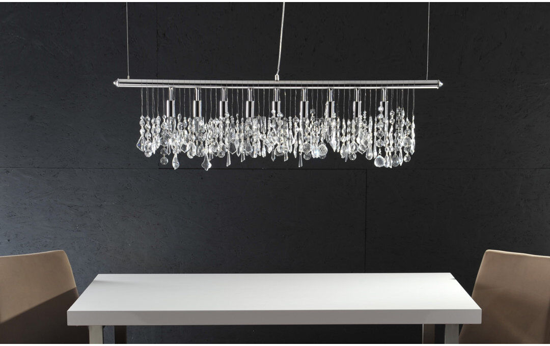 Mercer41 9 - Light Kitchen Island Jar Pendant Chrome 30cm H X 120cm W X 6cm D