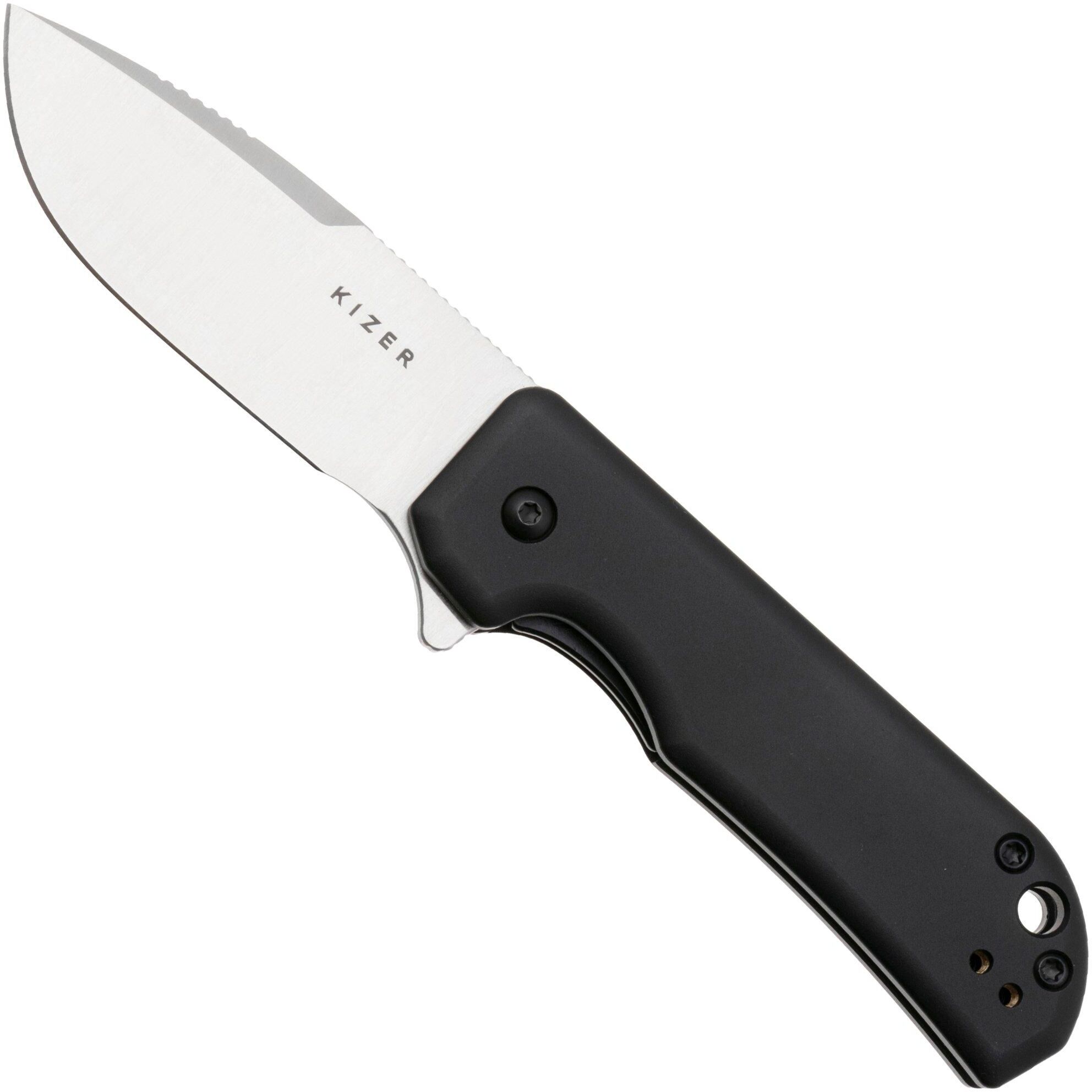 Kizer Vanguard Nice Guy V3011A2 Satin Nitro-V, Black Aluminium, coltello da tasca, Azo design